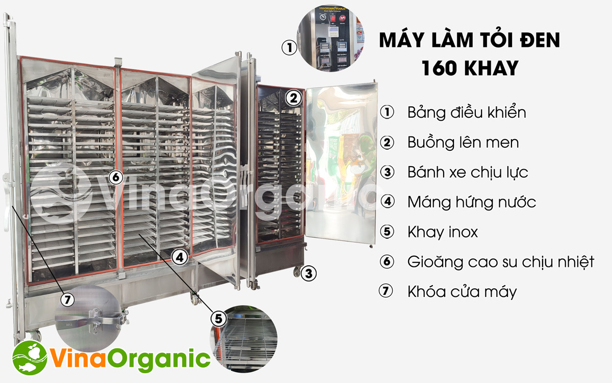 VG160 - Máy làm tỏi đen 160 khay VGarlic, năng suất cao 500 - 600kg nguyên liệu, full inox 304, tiết kiệm điện. Hotline/Zalo: 0938299798 – 0975299798