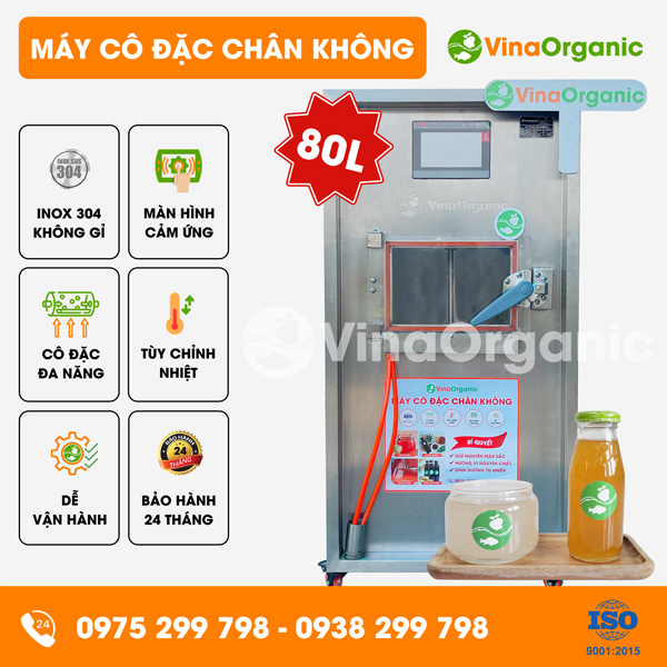 VC080 - Máy cô đặc chân không 80L, cô đặc mật hoa dừa, nước xốt