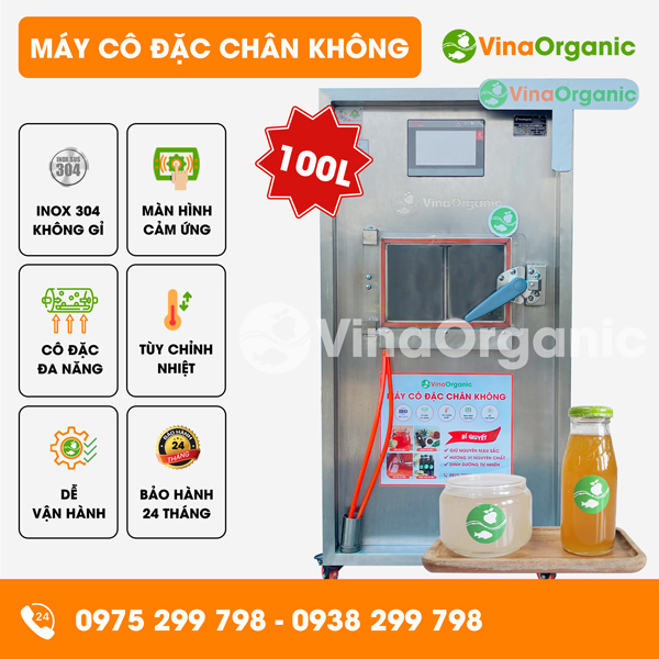 VC0100 - Máy cô đặc chân không 100L, cô đặc mật hoa dừa, nước xốt