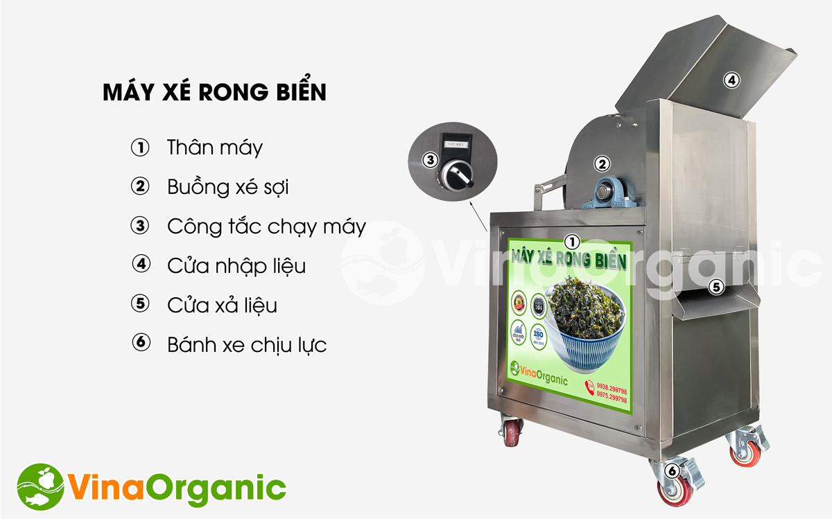 Cấu tạo của máy xé rong biển