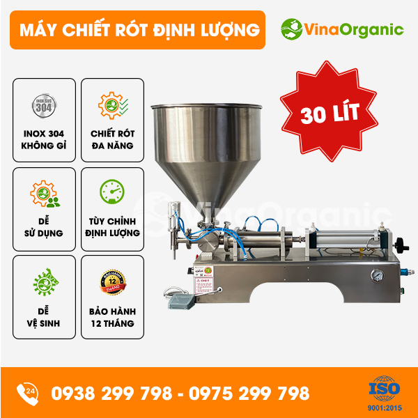 DLCR30 - Máy chiết rót định lượng 1 vòi dung tích 50 - 500ml, phiễu chứa 30L