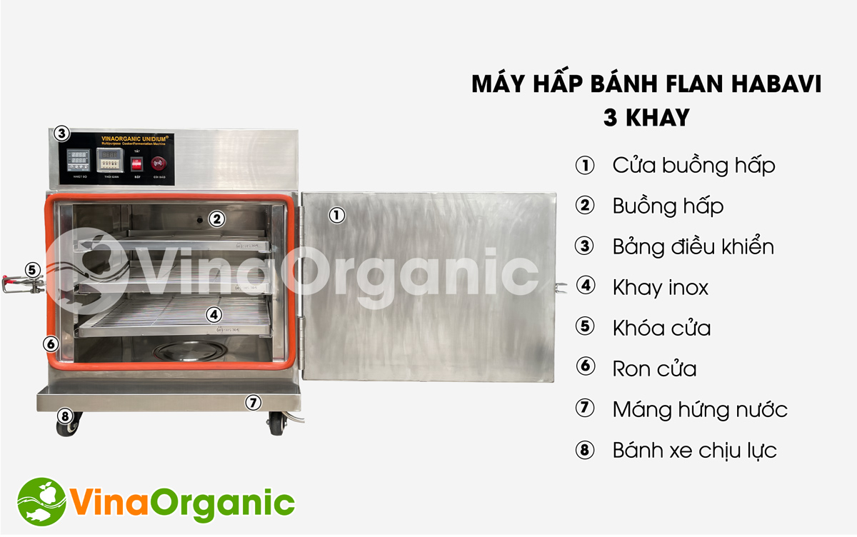 Máy hấp ủ đa năng 3 khay HV003 tích hợp nhiều chức năng: ủ sữa chua, hấp bánh flan, hấp bánh bao, bánh da lợn,...
