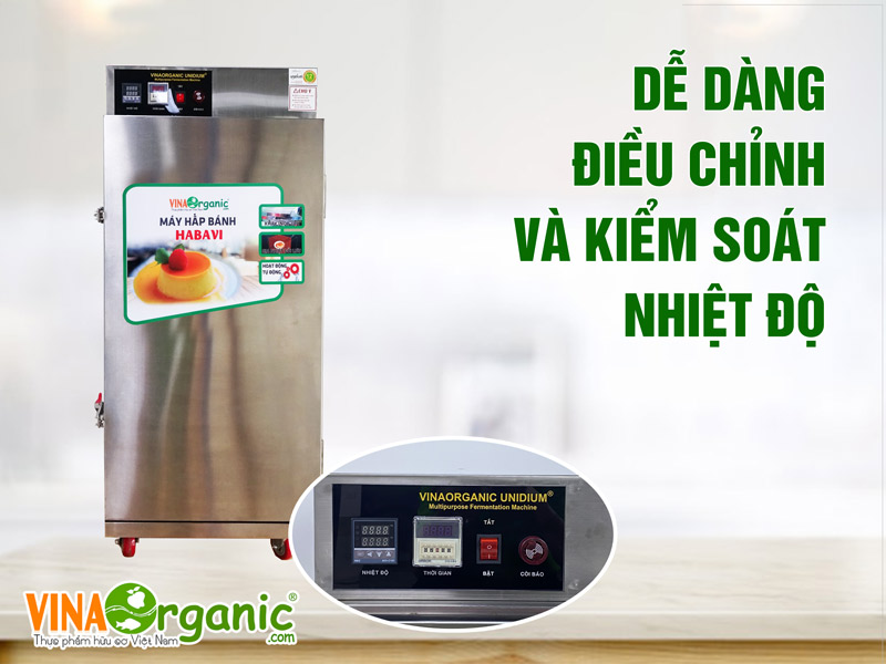 Máy hấp bánh 9 khay Habavi tại VinaOrganic được thiết kế đặc biệt tăng năng suất siêu tiện lợi, là người bạn đồng hành trong sản xuất kinh doanh.