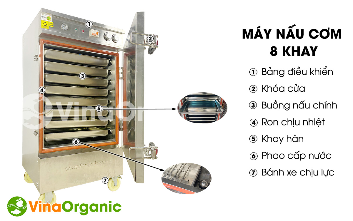 TC008 - Máy nấu cơm 8 khay, nấu chín nhanh, hấp tự động, phao cấp nước liên tục. Liên hệ ngay Hotline/Zalo: 0975.299798 – 0938.299798 để được tư vấn!