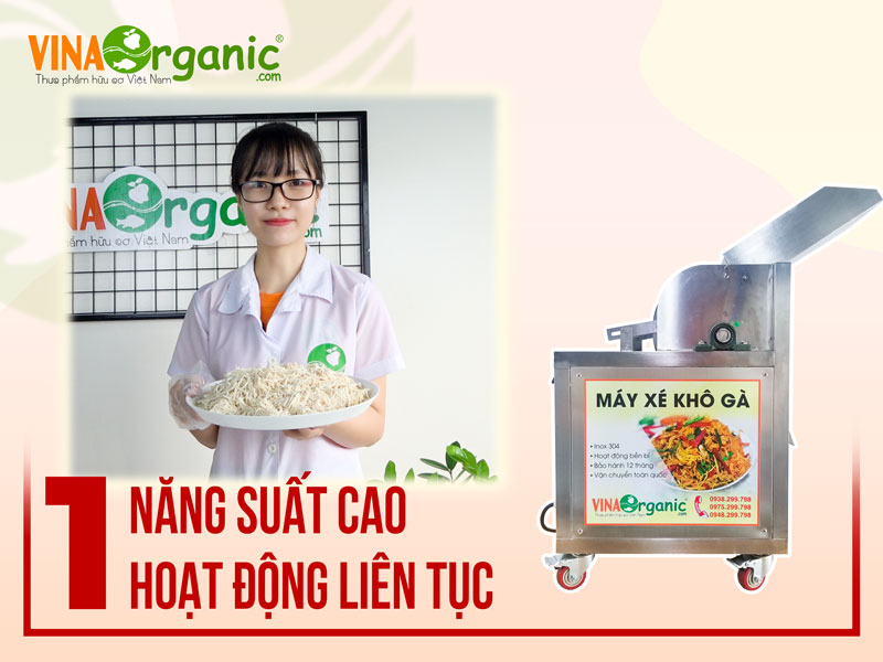 Sau quá trình sử dụng cùng với sự đúc kết được và cải tiến mỗi ngày, đến nay VinaOrganic chúng tôi đã cho ra đời dòng máy xé khô gà mới...