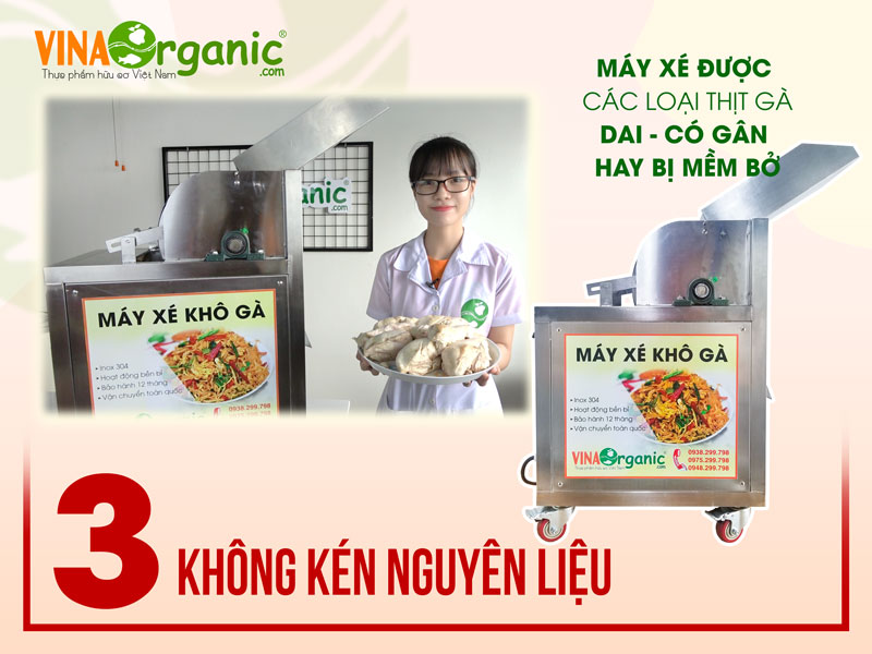 Sau quá trình sử dụng cùng với sự đúc kết được và cải tiến mỗi ngày, đến nay VinaOrganic chúng tôi đã cho ra đời dòng máy xé khô gà mới...