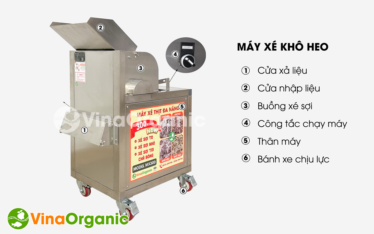 MX300 - Máy xé khô heo 2Hp, máy xé chà bông, xé thịt đa năng công nghiệp năng suất đến 300kg/h. Hotline/Zalo: 0938299798 - 0975299798