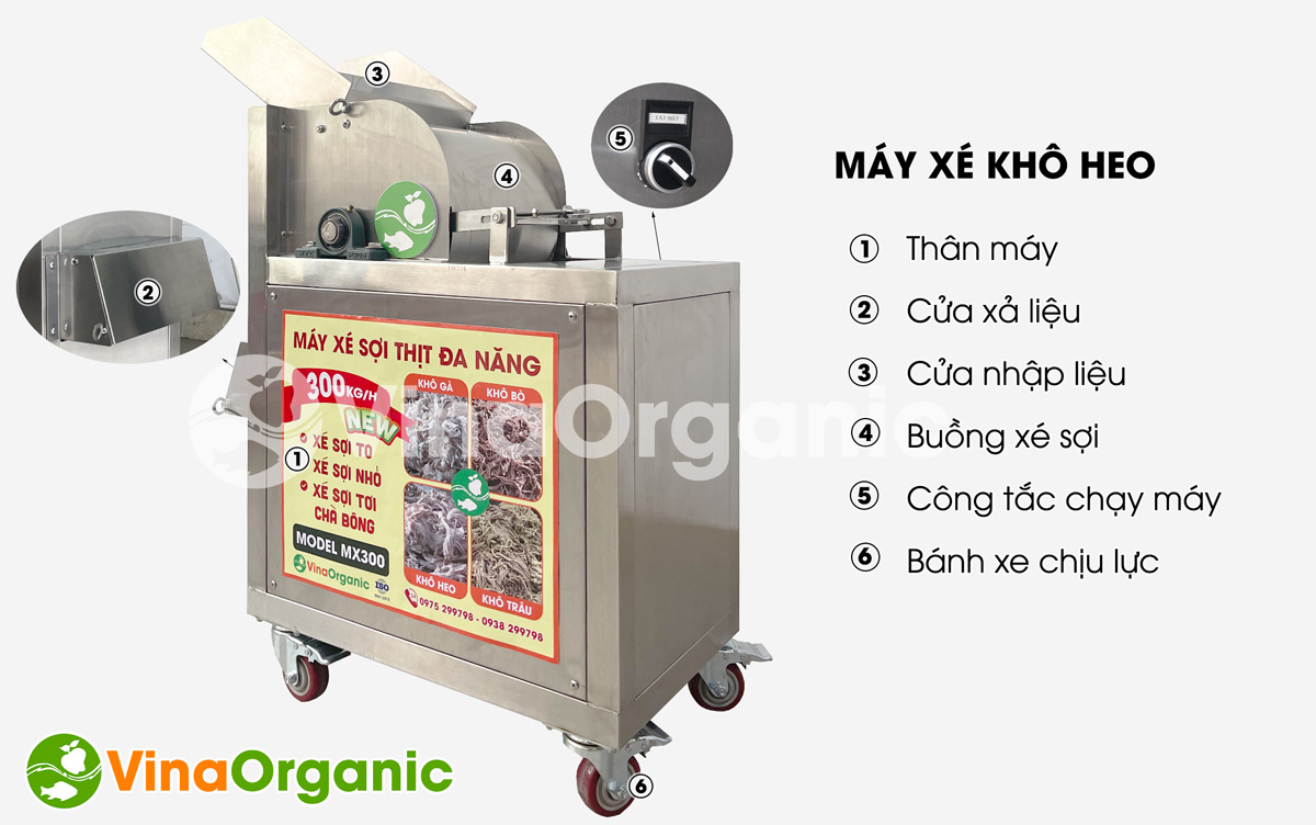 MX300 - Máy xé khô heo 2Hp, máy xé chà bông, xé thịt đa năng công nghiệp năng suất đến 300kg/h. Hotline/Zalo: 0938299798 - 0975299798