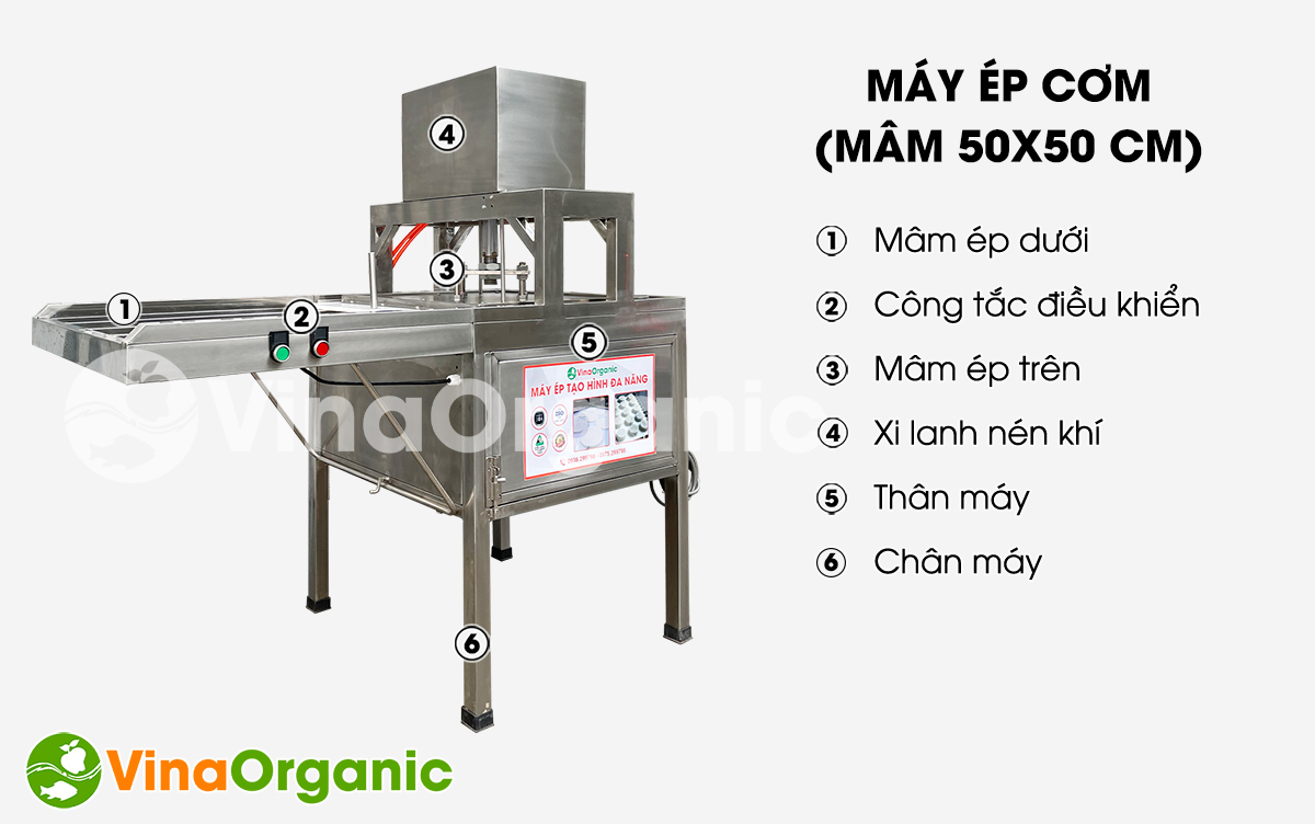 EC050 - Máy ép cơm (mâm 50x50cm), ép cơm cháy, ép chuối dày mỏng theo nhu cầu. Liên hệ ngay Hotline/Zalo: 0975.299798 – 0938.299798 để được tư vấn chi tiết!