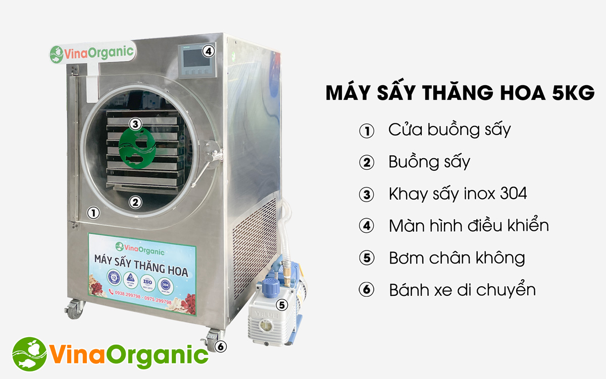Máy sấy thăng hoa của 5kg STH005, chuyên sấy các sản phẩm: nông sản, thủy sản, sữa chua, thảo dược... Hotline/Zalo: 0938299798 – 0975299798