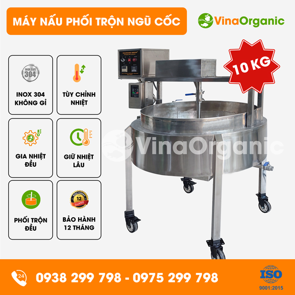 MNPT-NC10 - Máy nấu phối trộn ngũ cốc 10kg, trộn thanh cốm gạo lứt