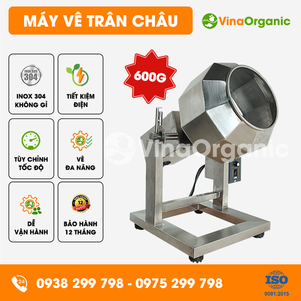 MVC005 - Máy vê trân châu 600gr (bồn dạng khía), vê trân châu nhân dừa, trân châu phô mai