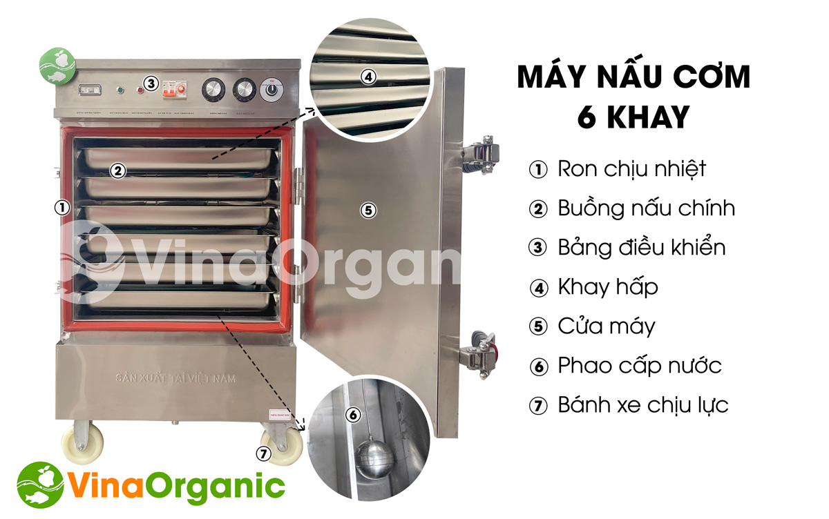 TC006 - Máy nấu cơm 6 khay, hấp cơm, bánh bao chín đều, inox 304 không gỉ, tùy chỉnh nhiệt. Liên hệ Hotline/Zalo: 0975.299798 – 0938.299798 để được tư vấn!