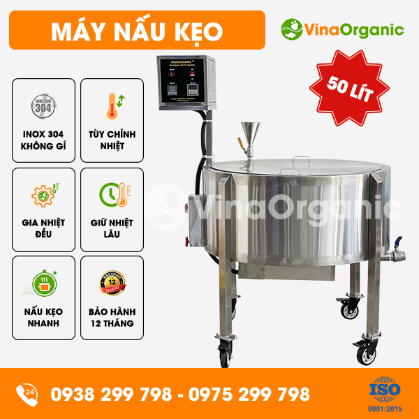 CDK050 - Máy nấu cô đặc kẹo 50L, nấu kẹo dẻo 3 lớp, kẹo dẻo trái cây
