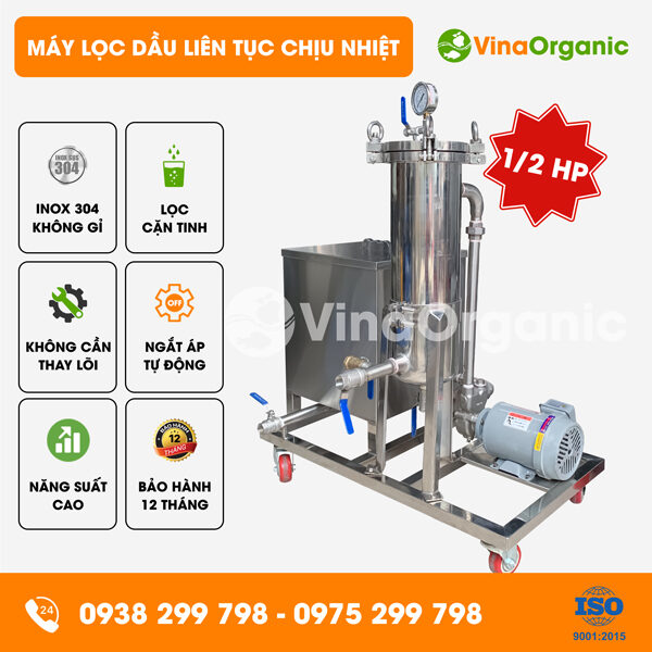 MLD010H - Máy lọc dầu liên tục chịu nhiệt 1/2HP, lọc sạch cặn dầu