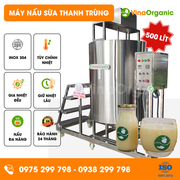 B500 - Máy nấu sữa thanh trùng 500L, nấu sữa đậu nành, sữa bắp