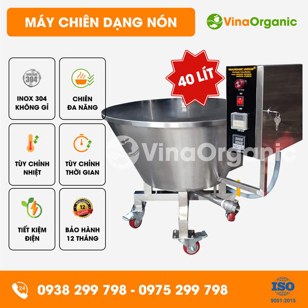 C040N - Máy chiên 40L (dạng nón), chiên cơm cháy mắm hành
