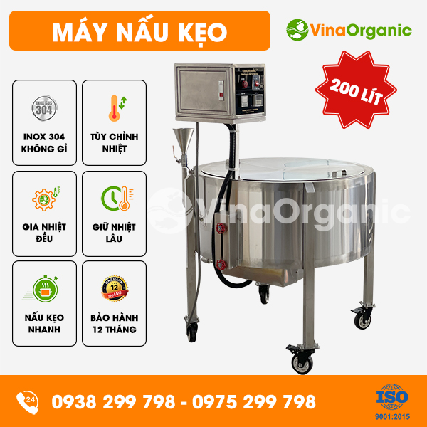 CDK200 - Máy nấu cô đặc kẹo 200L, nấu kẹo dẻo, kẹo dẻo xoắn khoanh