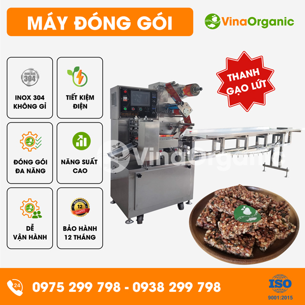 DGK3BS - Máy đóng gói tự động, đóng gói thanh gạo lứt, thanh kẹo, ngũ cốc