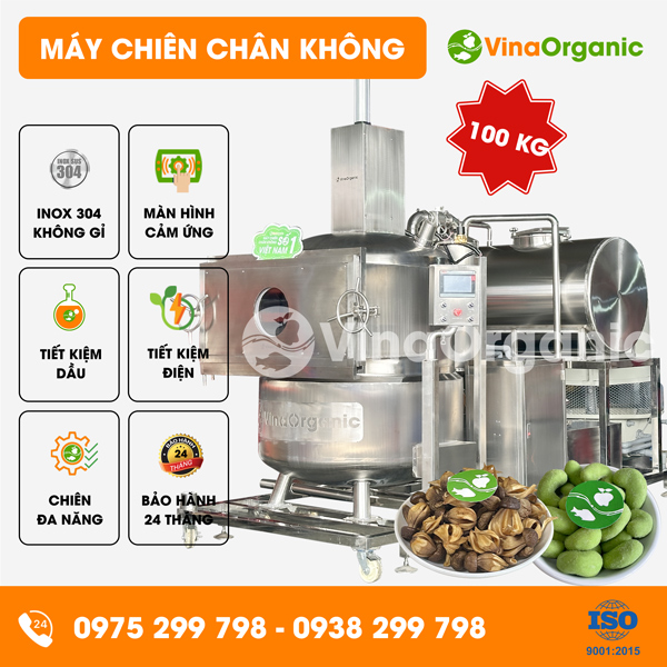 MC100 - Máy chiên chân không 100kg, chiên nấm, hạt điều wasabi