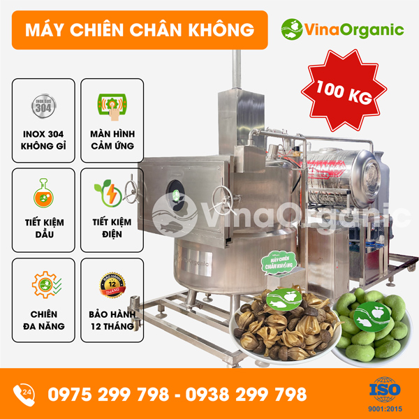 MC100 - Máy chiên chân không 100kg, chiên nấm, hạt điều wasabi
