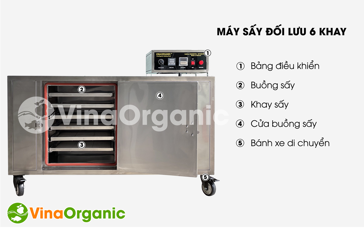 Máy sấy 6 khay Model MS0648. Sấy khô, sấy dẻo đa dạng sản phẩm: trái cây, nông sản, khô gà, cơm cháy,... Hotline/Zalo: 0938299798 – 0975299798