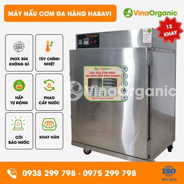HB1246 - Máy nấu cơm đa năng Habavi 12 khay (40x60cm), tiết kiệm điện