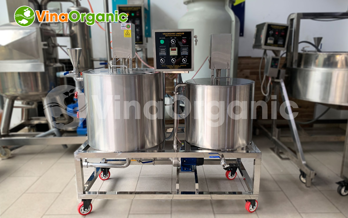 VinaOrganic cung cấp dây chuyển sản xuất sữa chua hũ năng suất 50L/mẻ, inox 304 tại, tiết kiệm điện. Hotline/zalo: 0938299798 - 0975299798