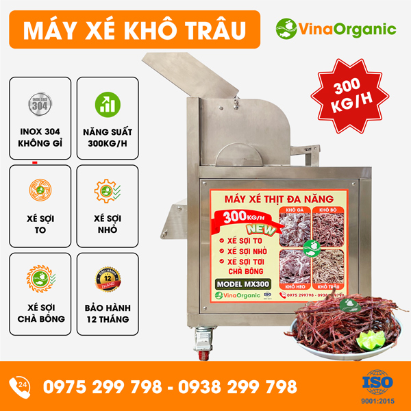 MX300 - Máy xé khô trâu năng suất cao 300kg/h, siêu tiện lợi