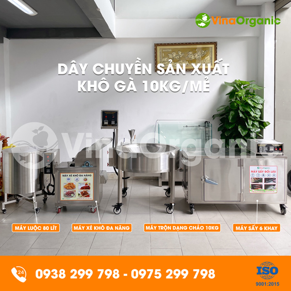 Dây chuyền sản xuất khô gà lá chanh 10kg/mẻ cay nồng