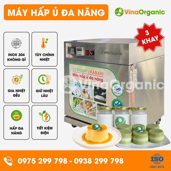 HV003 - Máy hấp ủ đa năng 3 khay (40x40cm), hấp ủ 15L/mẻ