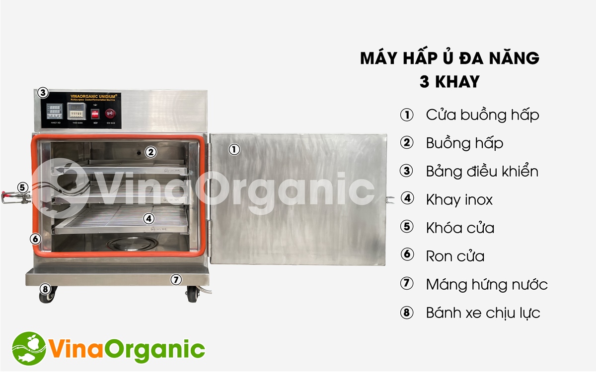 Máy hấp ủ đa năng 3 khay HV003 tích hợp nhiều chức năng: ủ sữa chua, hấp bánh flan, hấp bánh bao, bánh da lợn,... Hotline/Zalo: 0938299798 – 0975299798