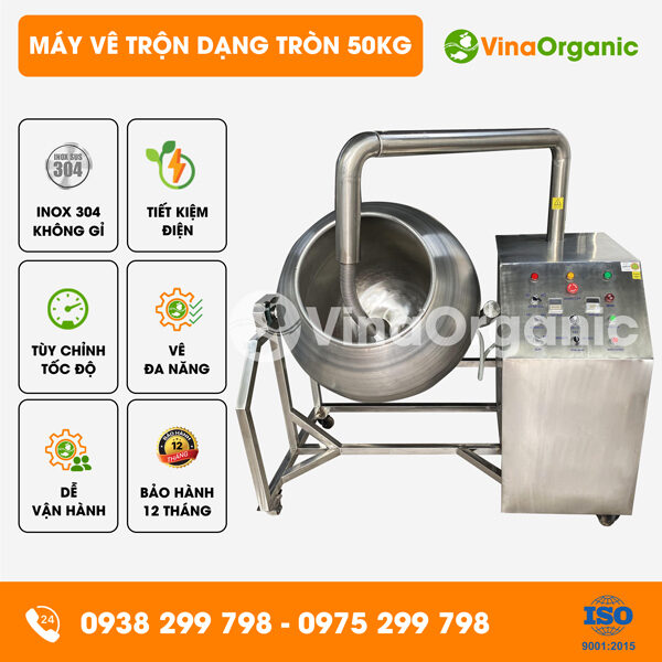 MVTT50 - Máy vê trộn dạng tròn 50kg, vo viên, bọc da cá, bọc wasabi