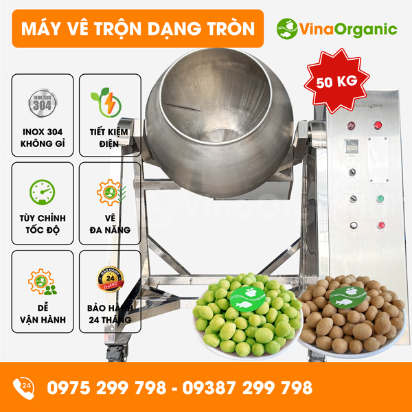MVTT50 - Máy vê trộn dạng tròn 50kg, vo viên, bọc da cá, bọc wasabi
