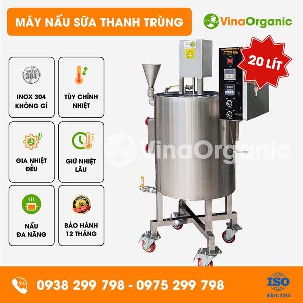 B020 - Máy nấu sữa thanh trùng 20L, nấu trà sữa, trà thảo mộc