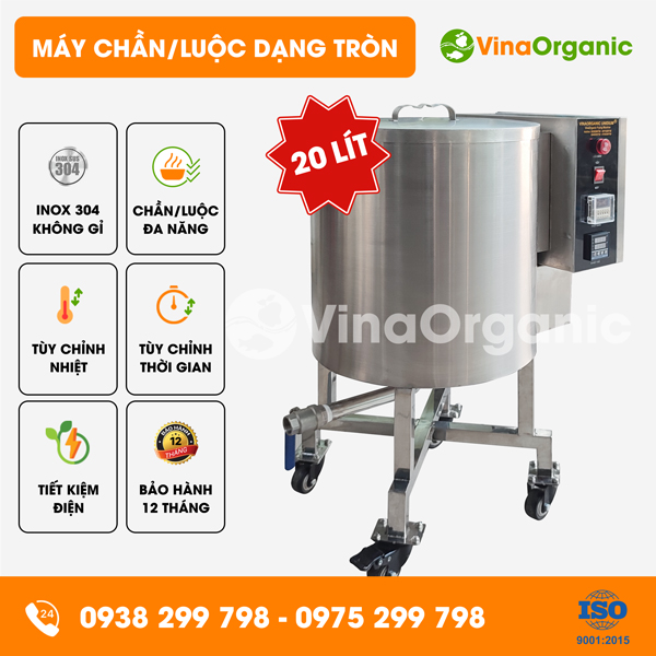 C020 - Máy chần luộc 20L (dạng tròn), chần luộc rau củ, luộc thịt