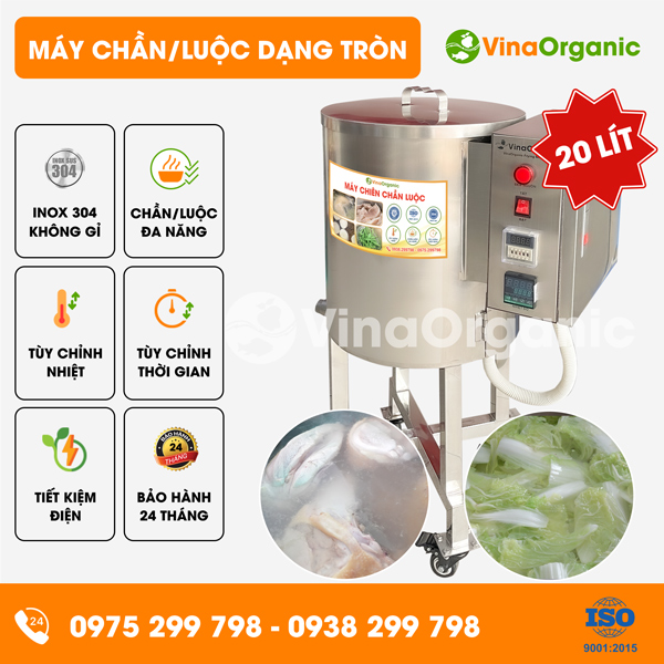 C020 - Máy chần luộc 20L (dạng tròn), chần luộc rau củ, luộc thịt