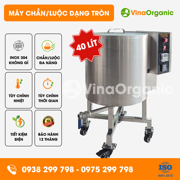C040 - Máy chần luộc 40L (dạng tròn), luộc thịt heo, thịt gà, thịt bò