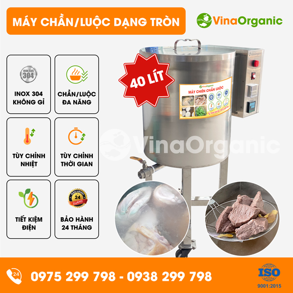 C040 - Máy chần luộc 40L (dạng tròn), luộc thịt heo, thịt gà, thịt bò