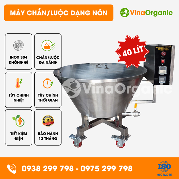 C040N - Máy chần luộc 40L (dạng nón), luộc thịt, chần rau củ