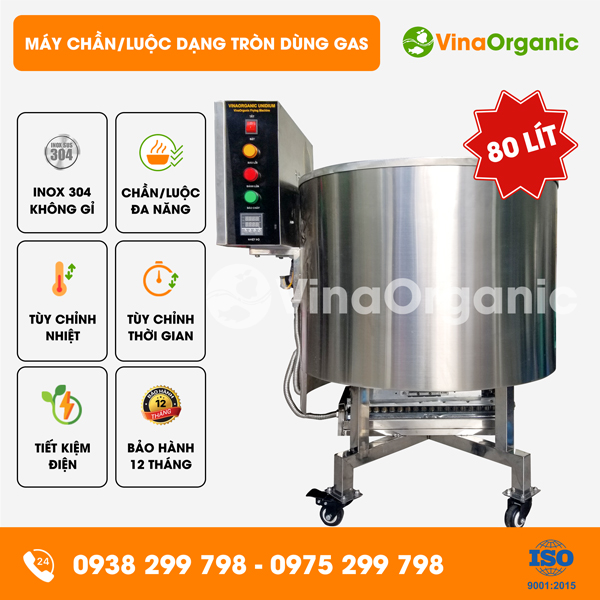 C080G - Máy chần luộc 80L (dạng tròn) dùng gas gia nhiệt