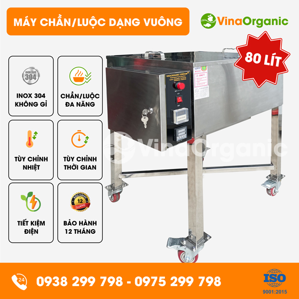 C080V - Máy chần luộc 80L (dạng vuông), chần luộc thực phẩm