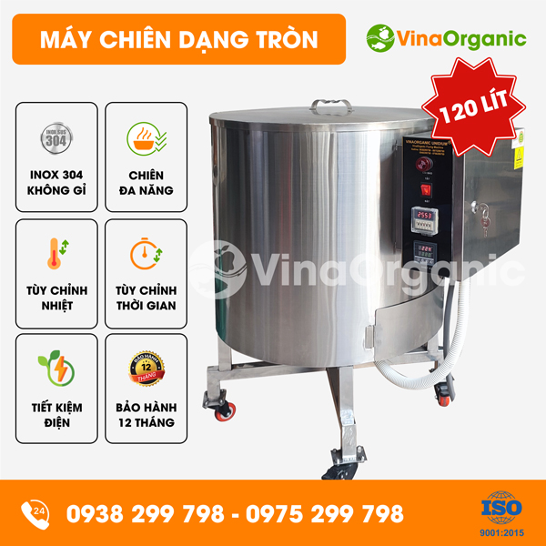 C120 - Máy chiên 120L (dạng tròn), chiên hành phi, chiên cốm