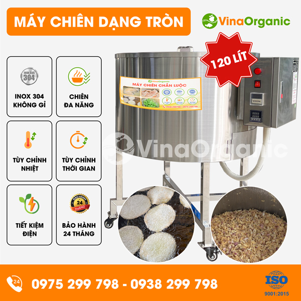 C120 - Máy chiên 120L (dạng tròn), chiên hành phi, chiên cốm