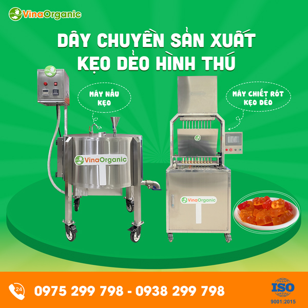Dây chuyền sản xuất kẹo dẻo hình thú, kẹo chip chip, Gummy Bear