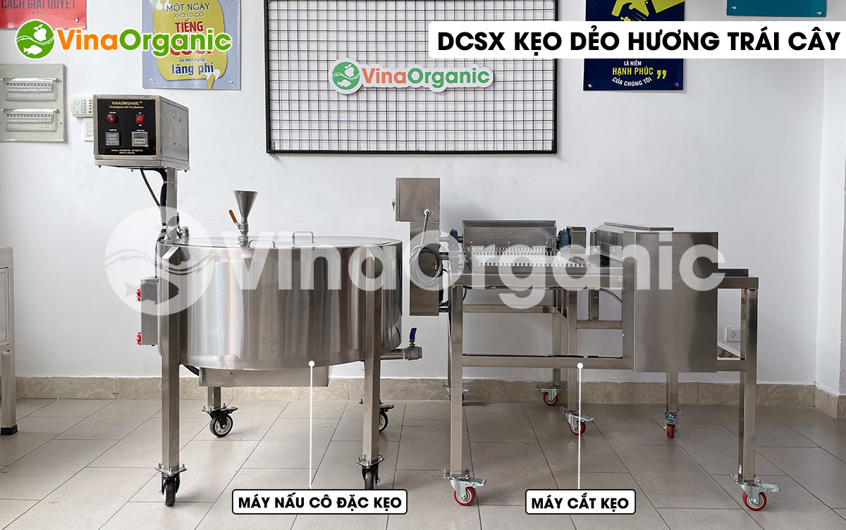 VinaOrganic cung cấp dây chuyền sản xuất kẹo dẻo hương trái cây, inox 304, năng suất cao. Hotline/zalo: 0938299798 - 0975299798