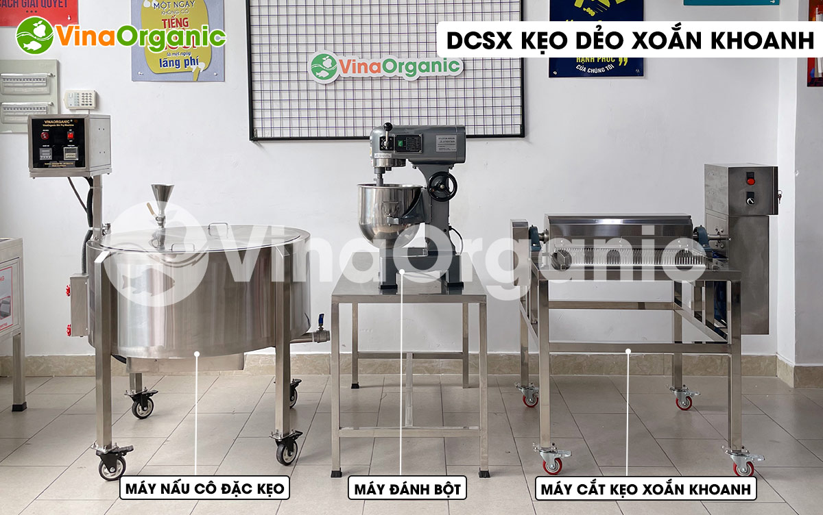 VinaOrganic cung cấp dây chuyền sản xuất kẹo dẻo xoắn khoanh, inox 304, năng suất cao. Hotline/zalo: 0938299798 - 0975299798