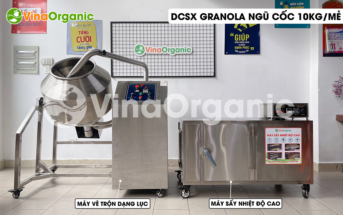 VinaOrganic cung cấp dây chuyền sản xuất Granola ngũ cốc, inox 304, năng suất cao. tiết kiệm chi phí. Hotline/zalo: 0938299798 - 0975299798