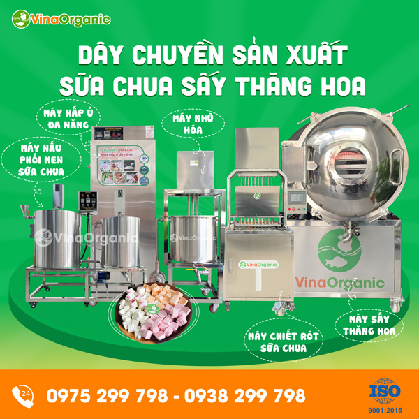 Dây chuyền sản xuất Sữa chua sấy thăng hoa thơm ngon, giòn tan