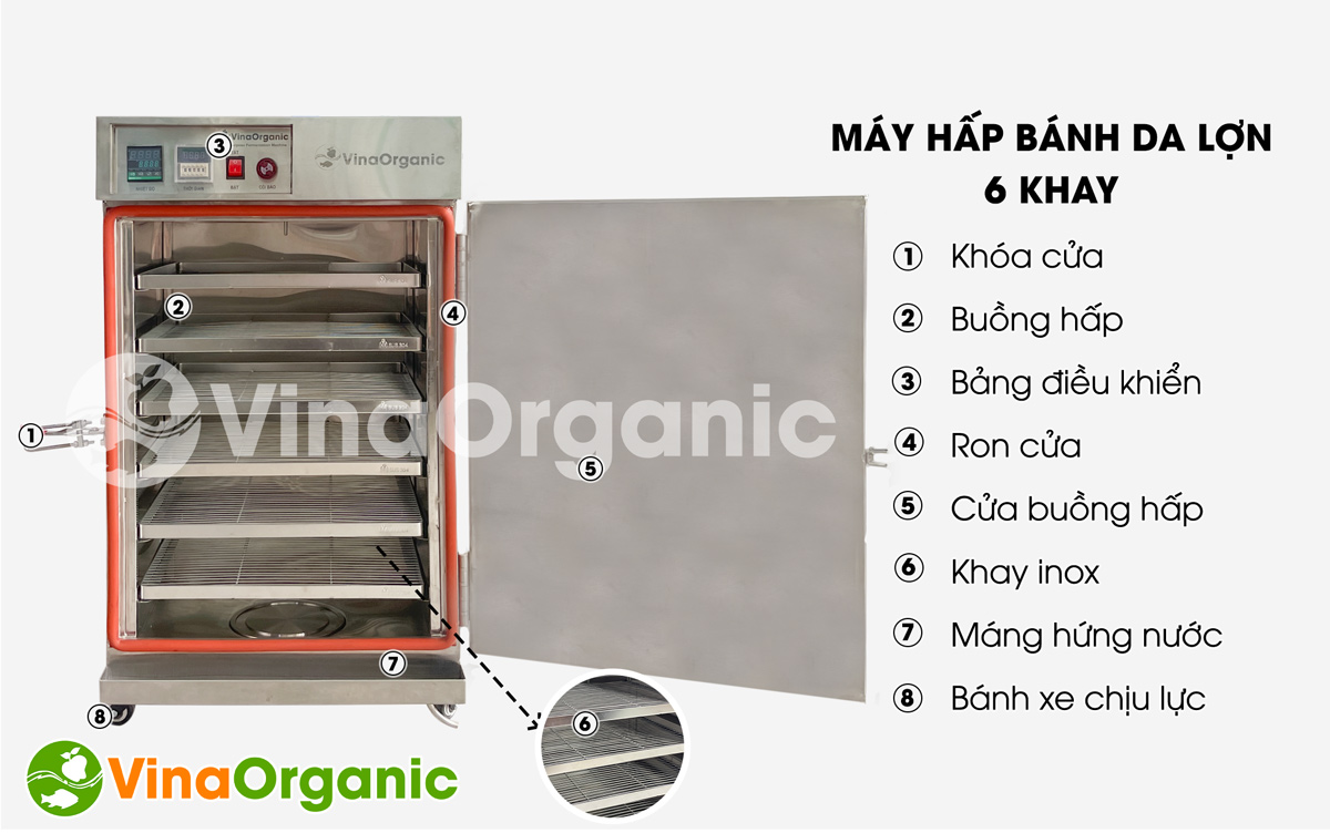 Máy hấp bánh da lợn 6 khay HV006 không chỉ hấp bánh da lợn mà còn có thể ủ sữa chua, hấp bánh flan, hấp bánh bao,... Hotline/Zalo: 0938299798 – 0975299798